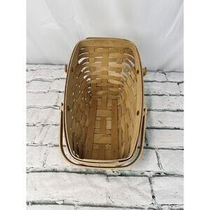 1994 Longaberger Medium Vegetable Basket Light Stain 2 Swinging Handles EUC